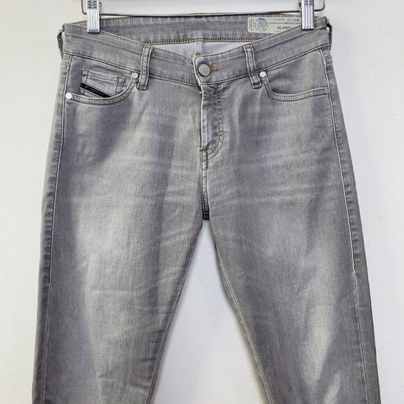 Diesel Womens 28 x 32 Slandy Zip Skinny Grey Wash Jeans - Picture 3 of 12